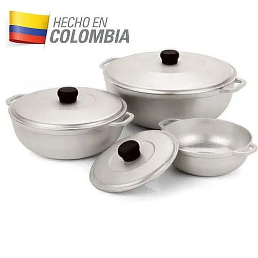 Vintage Colobian Aluminum Dutch Oven with Lid Se of 3