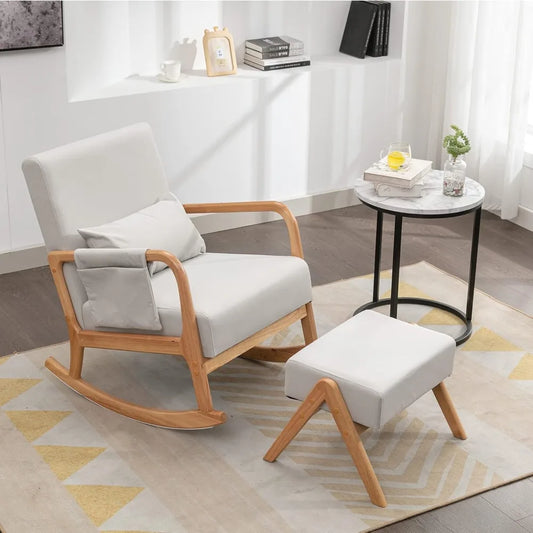 Mid Century Chic Rocking Chairs with Ottoman