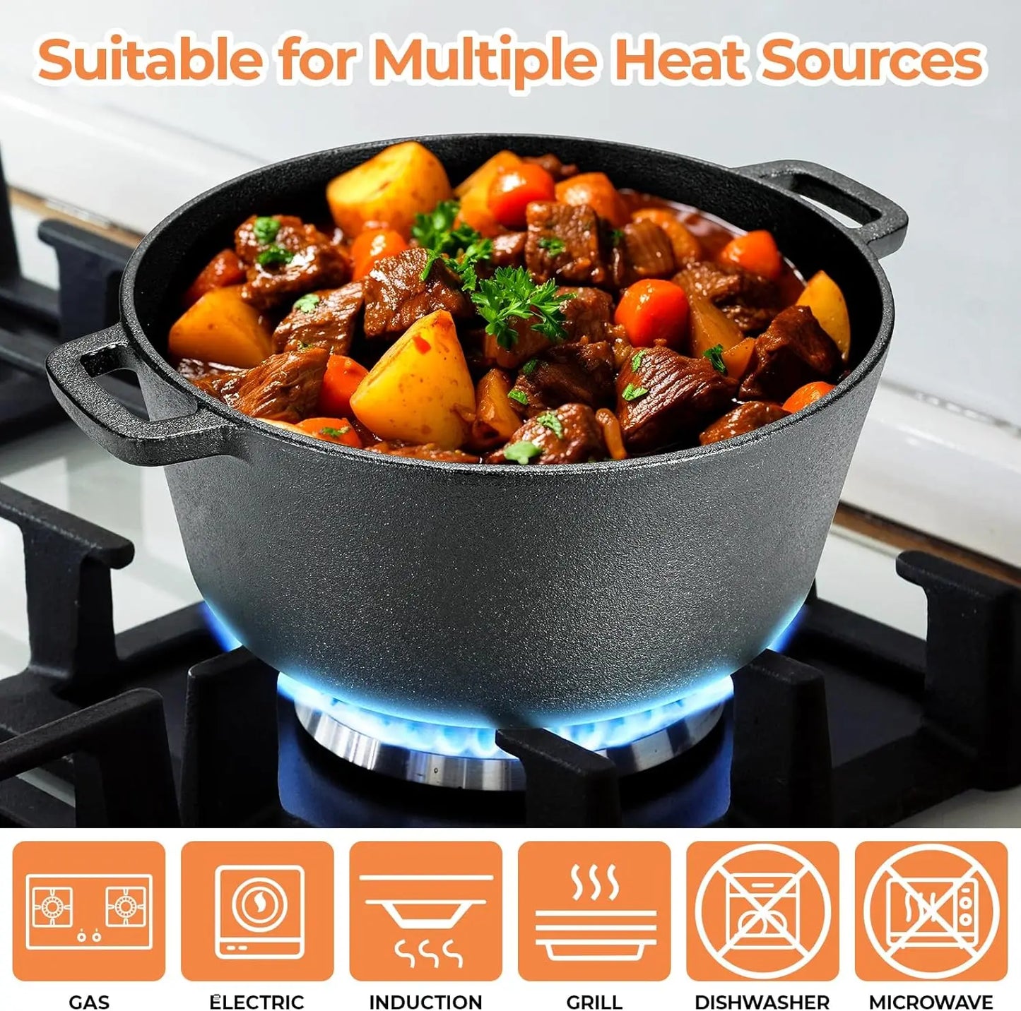 Vintage 2-in-1 Cast Iron Dutch Oven