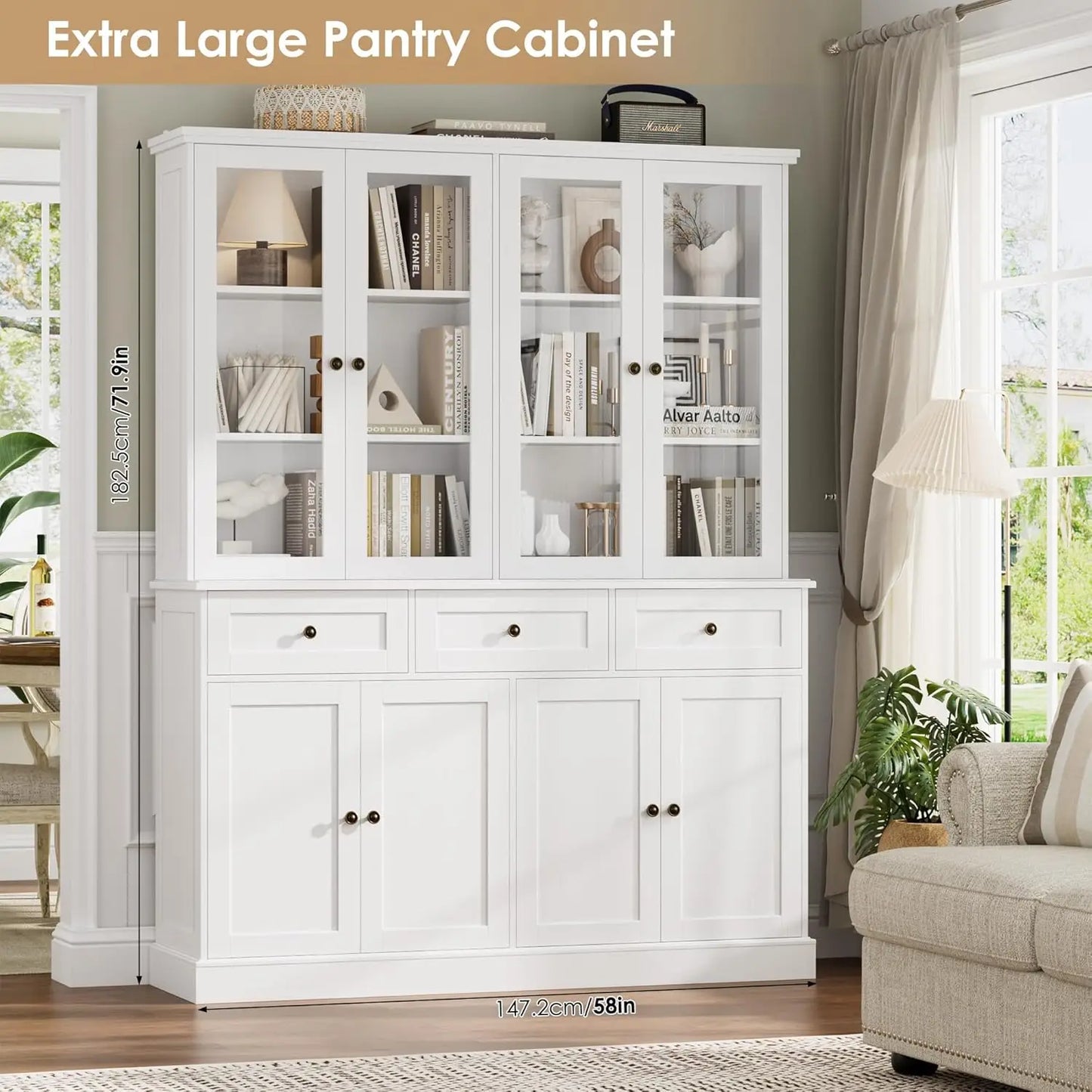 Chic Tall Kitchen Pantry Cabinet with Storage