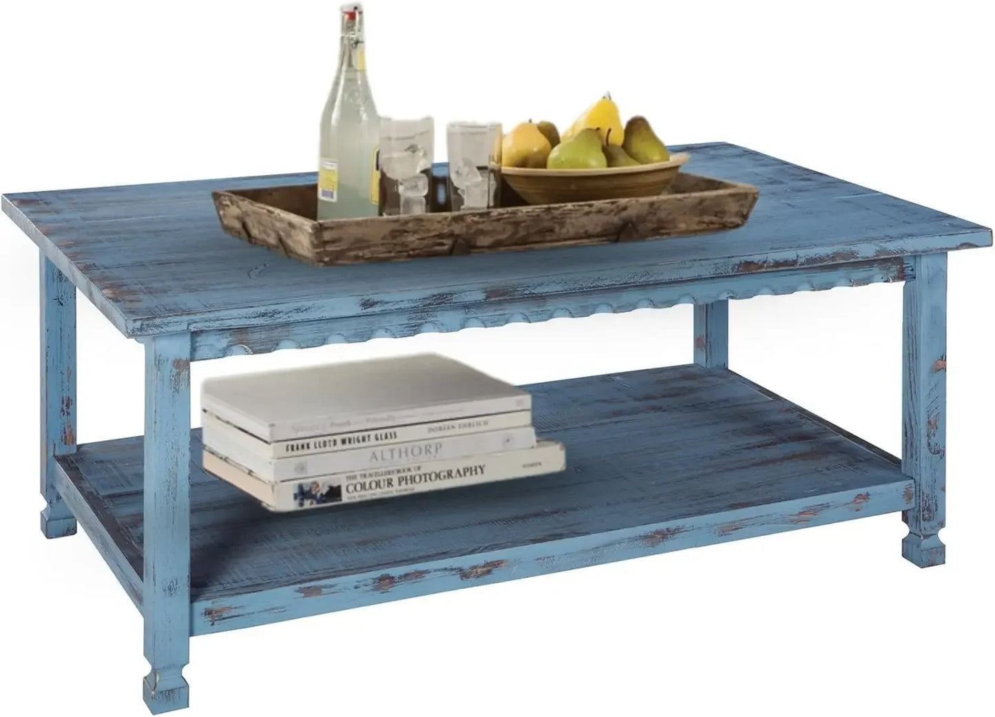 Rustic Antique Farmhouse Pine Wood Coffee Table