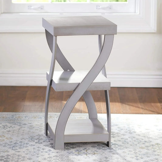Distressed Twisted Wood Accent Table