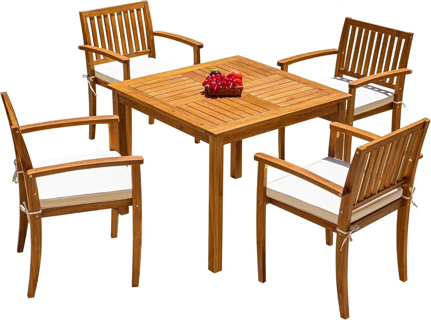 Luxe Country Charm 5 Piece Acacia Wood 5 piece table set