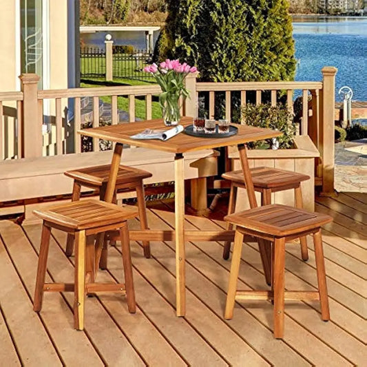 Charming 5 Pieces Aracia Wooden Patio Dining Set