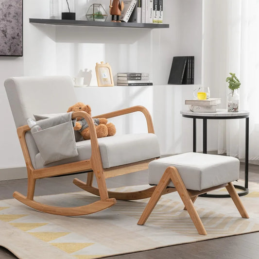 Mid Century Chic Rocking Chairs with Ottoman