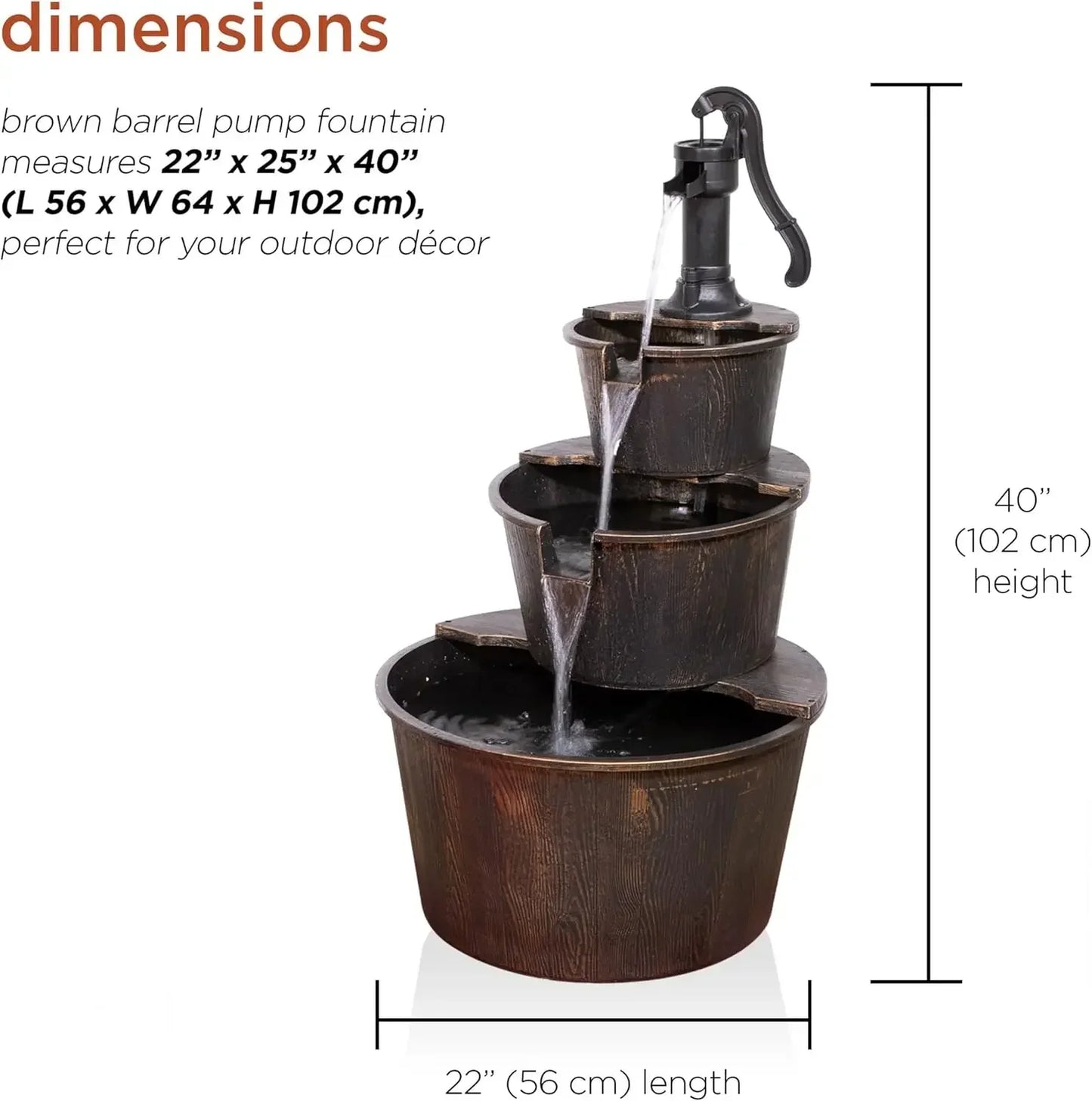 Timeless Rustic Tiered Pump and Barrel Water Fountain
