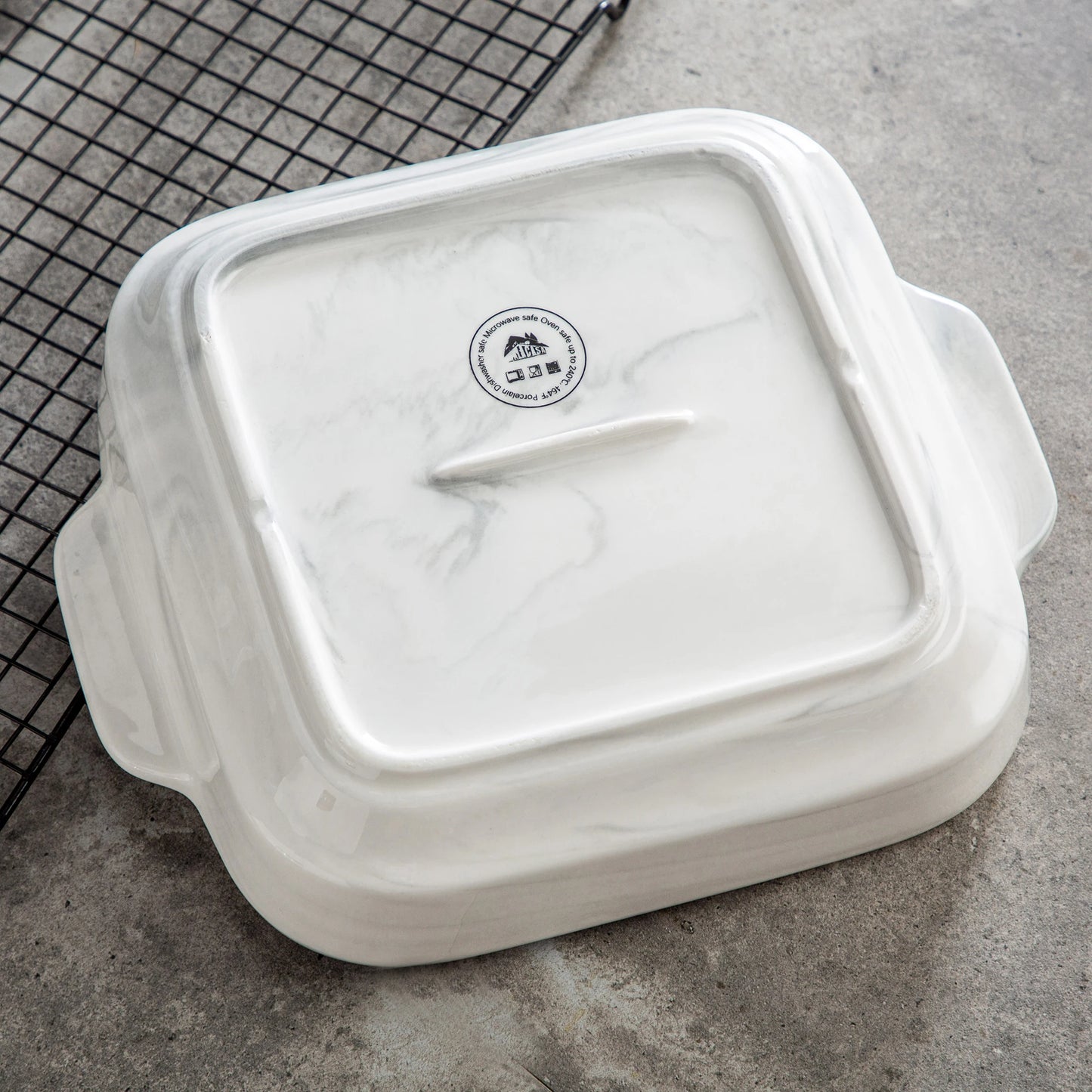 Chic Marble Grey Porcelian Baking Plate
