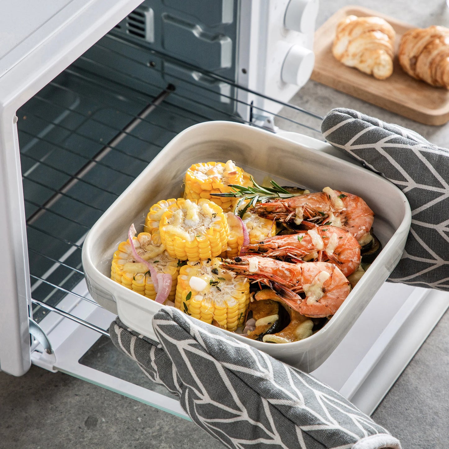 Chic Marble Grey Porcelian Baking Plate