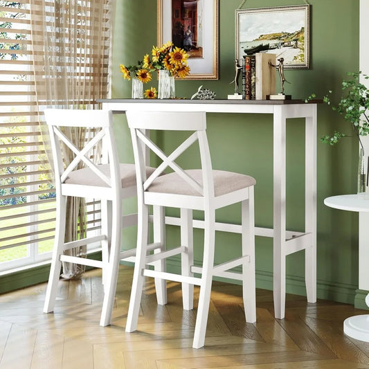 Farmhouse Counter Height Bar Table and Chair Set