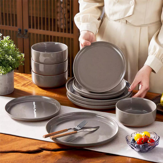 Stoneware 24 Piece Dinnerware Set for 8, in 5 Color Choices
