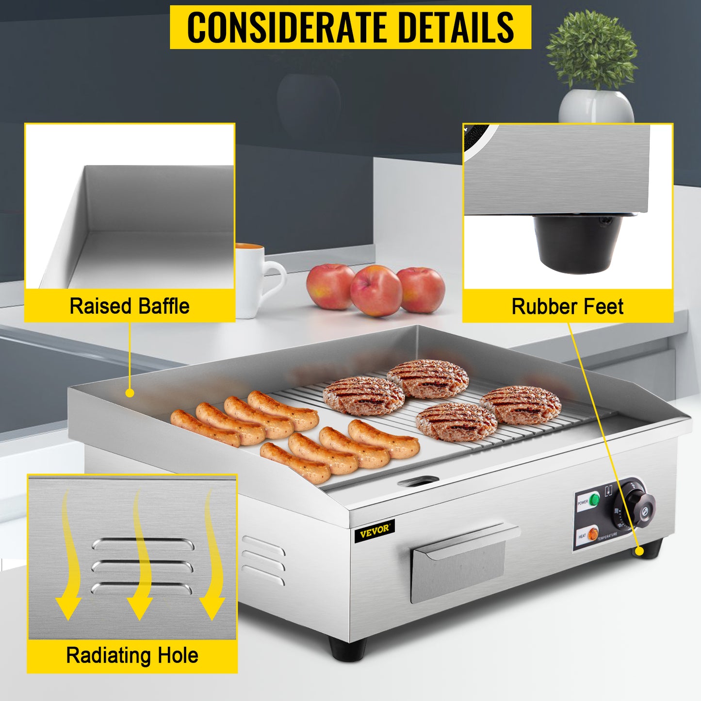 Countertop Stainless Steel Teppanyaki Flat Top Grill Commercial