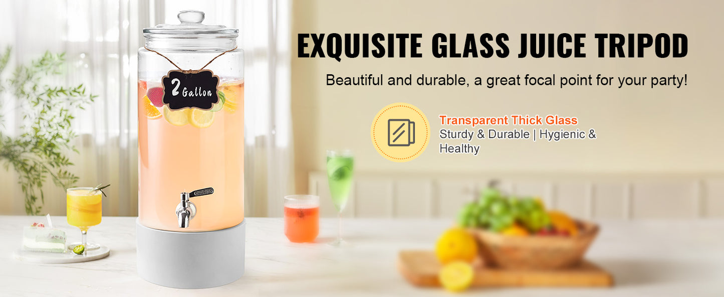 No Drip Glass 2 Gallon Drink Dispenser