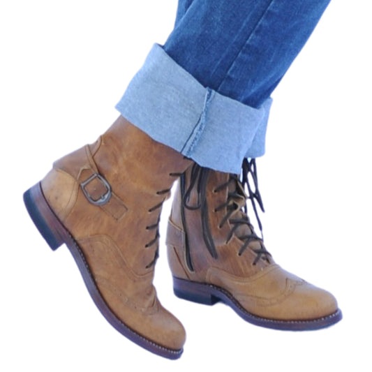 Light Brown Victorian Ankle Boots